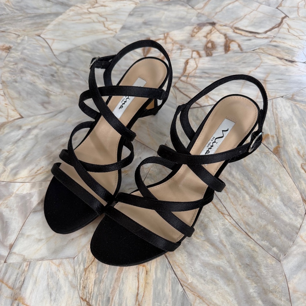 Nina, Black Strappy Dress Sandals, Size 8.5 NWOT